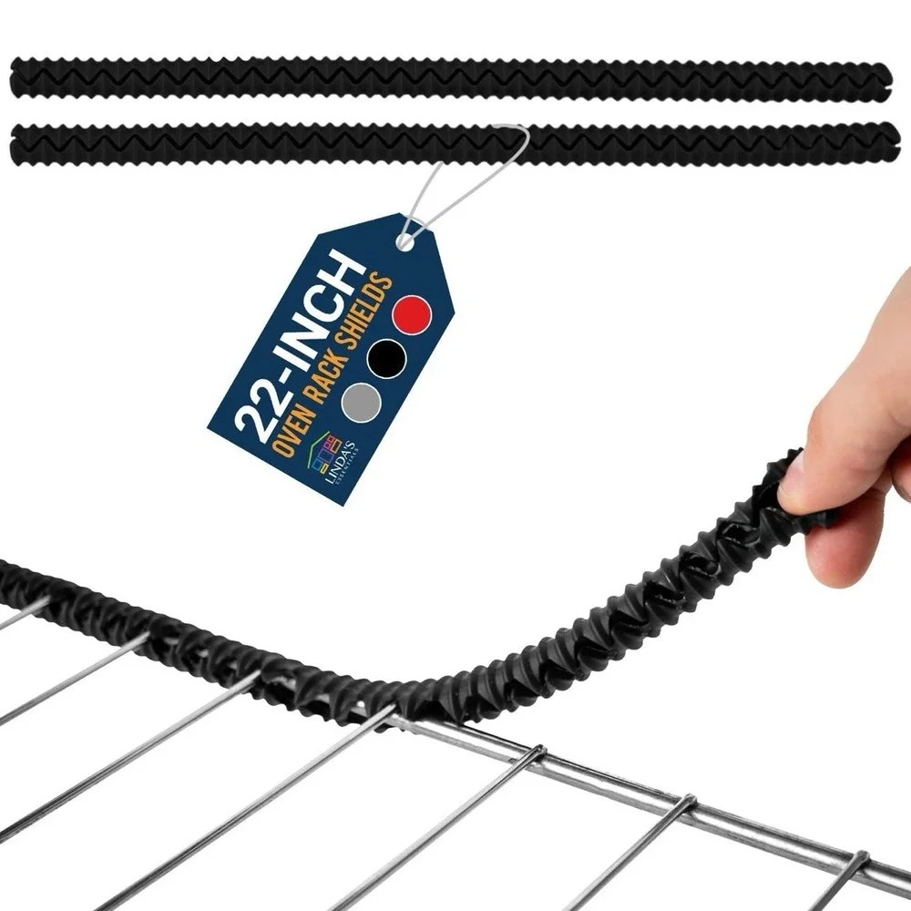 Silicone Oven Rack Shields by Linda's Essentials (2 Pack)‎ | Heat 22 Inch Black